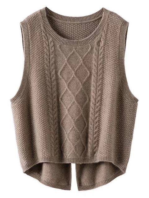 Dames Retro Winter Effen Jacquard Vest