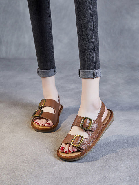 Dames Zomer Casual Leren Platte Knoop Sandalen