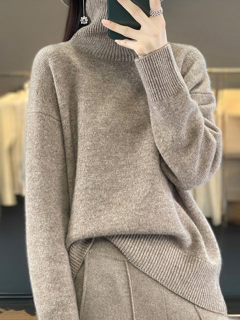 Pull en laine à col rond et rayures pour femme, décontracté, automne