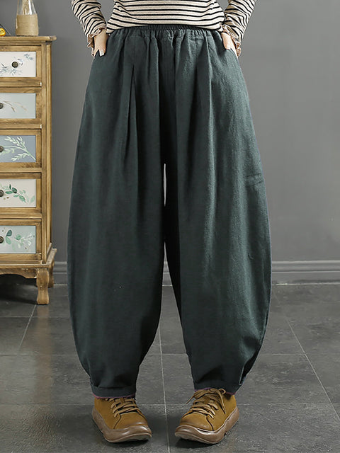 Plus Size Femei Toamna 100% In Pure Color Pantaloni Harem Largi