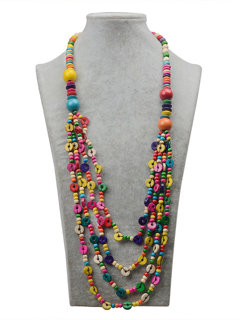 Collier tricoté de perles multicouches ethniques colorées faites à la main