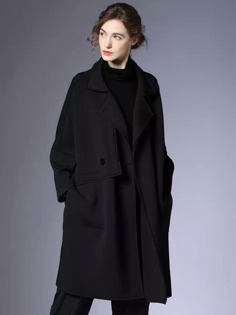 Kvinner Høst Mote Solid Buttoned Coat