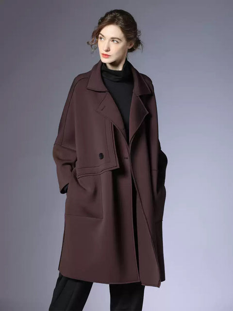 Kvinder Efterår Mode Solid Buttoned Coat