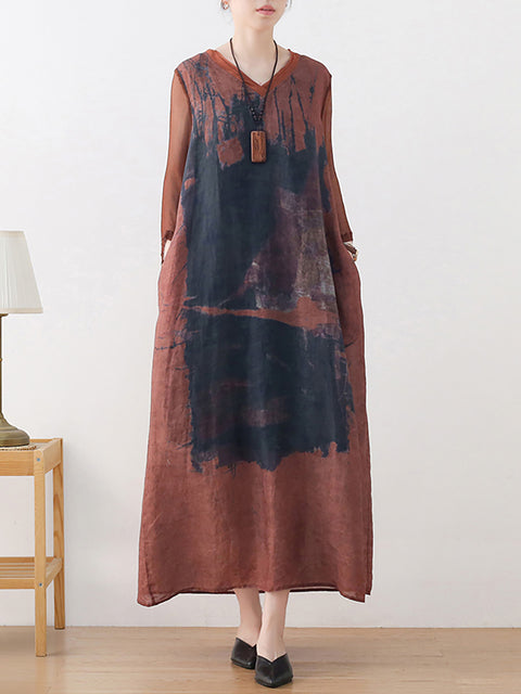 Robe d'été ample patchwork vintage grande taille