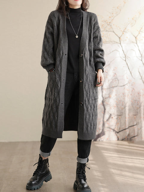 Solid Løs Casual Mid Length Dame Coat