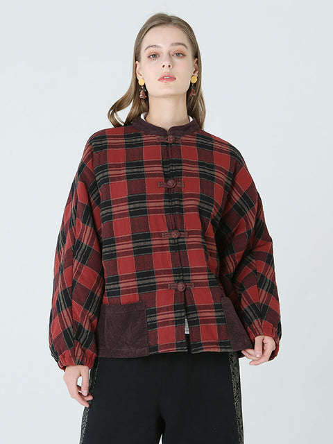 Plus Size Lente Winter Plaid Dames Losse Casual Jas M-2XL